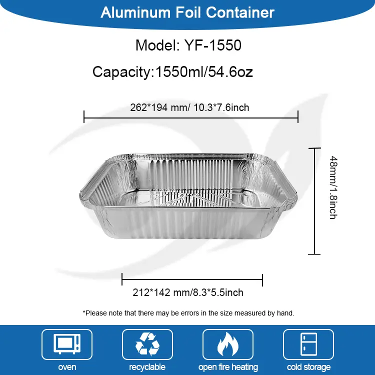 Prostokątne pojemniki na grilla srebrnego aluminium