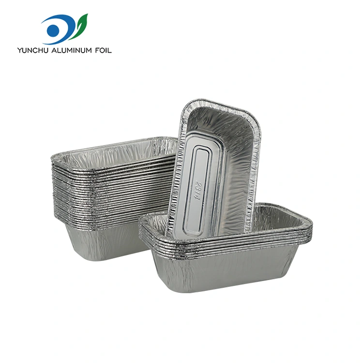 Prostokątne pojemniki na frytkę powietrza srebrne aluminiowe folii Prostokątne pojemniki na frytkę powietrza srebrne aluminiowe folii