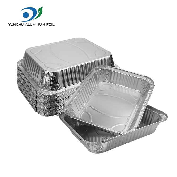 Płyty z grilla o dużej pojemności srebrne aluminiowe pojemniki na folii Płyty z grilla o dużej pojemności srebrne aluminiowe pojemniki na folii