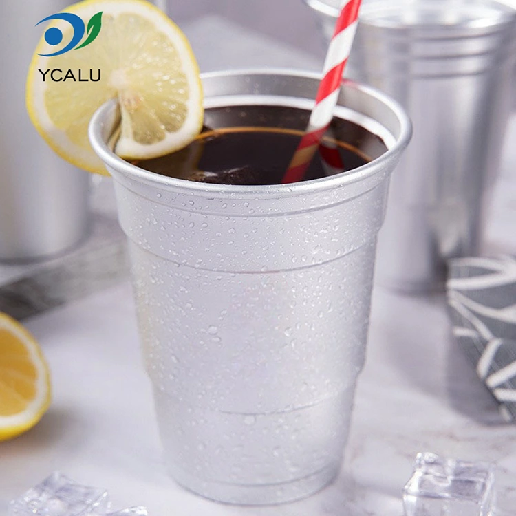 Jednorazowy, niestandardowy kubek na napoje z folii aluminiowej o pojemności 16 uncji