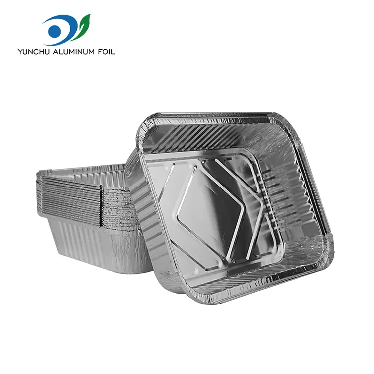 Prostokątne pojemniki na grilla srebrnego aluminium