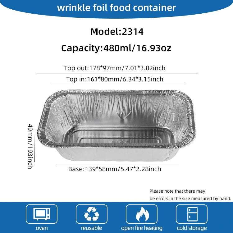 Prostokątne pojemniki na frytkę powietrza srebrne aluminiowe folii