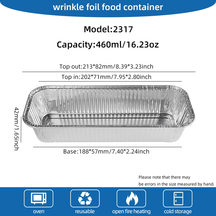 Prostokątne bagietki srebrne aluminiowe pojemniki na folii