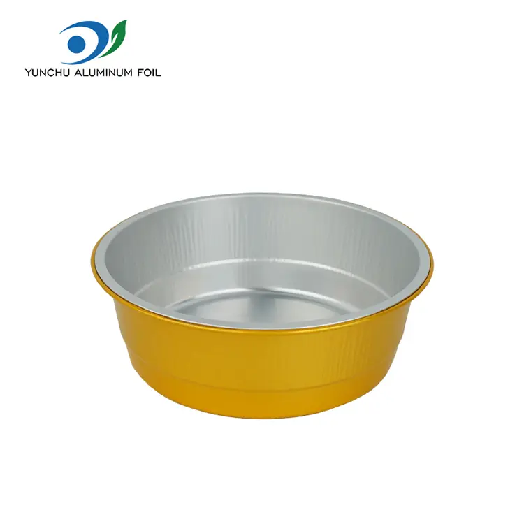 Jednorazowe złote okrągłe pojemniki na folii aluminiowe Jednorazowe złote okrągłe pojemniki na folii aluminiowe