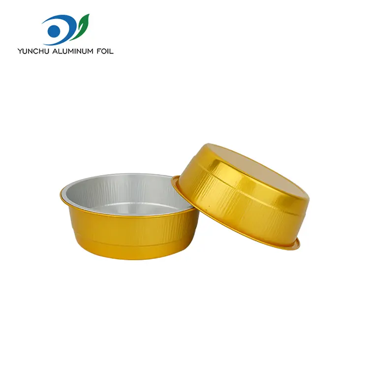 Jednorazowe złote okrągłe pojemniki na folii aluminiowe
