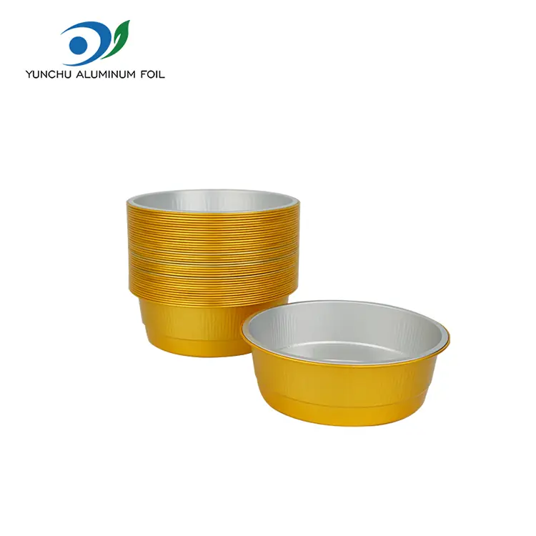 Jednorazowe złote okrągłe pojemniki na folii aluminiowe