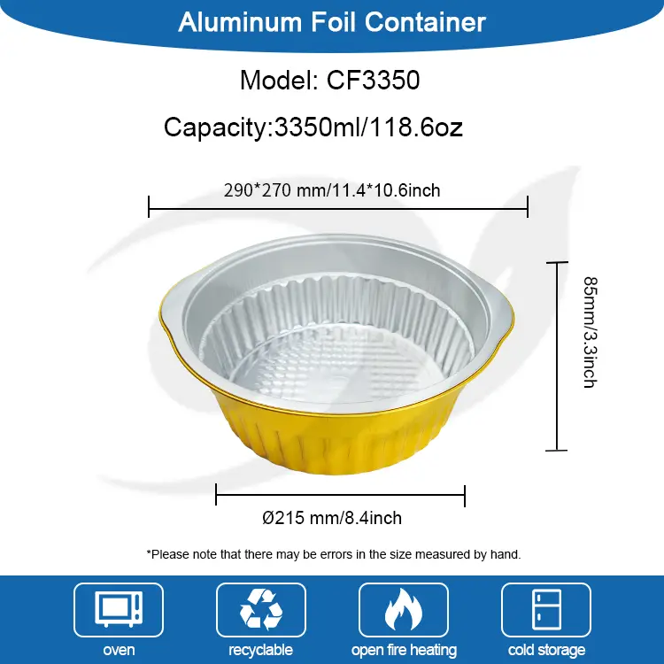 Jednorazowe pojemniki z folii z folii złotych