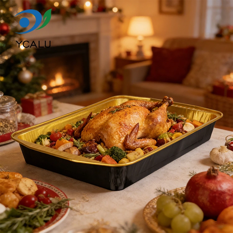 Jednorazowe pojemniki kempingowe z czarnej folii aluminiowej o dużej pojemności Jednorazowe pojemniki kempingowe z czarnej folii aluminiowej o dużej pojemności