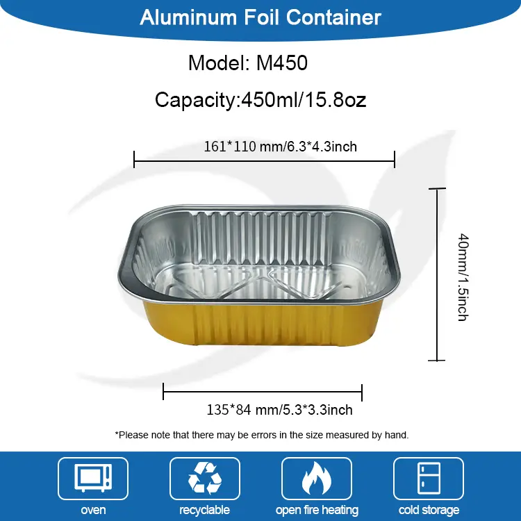 Jednorazowe prostokątne pojemniki z folii aluminiowej