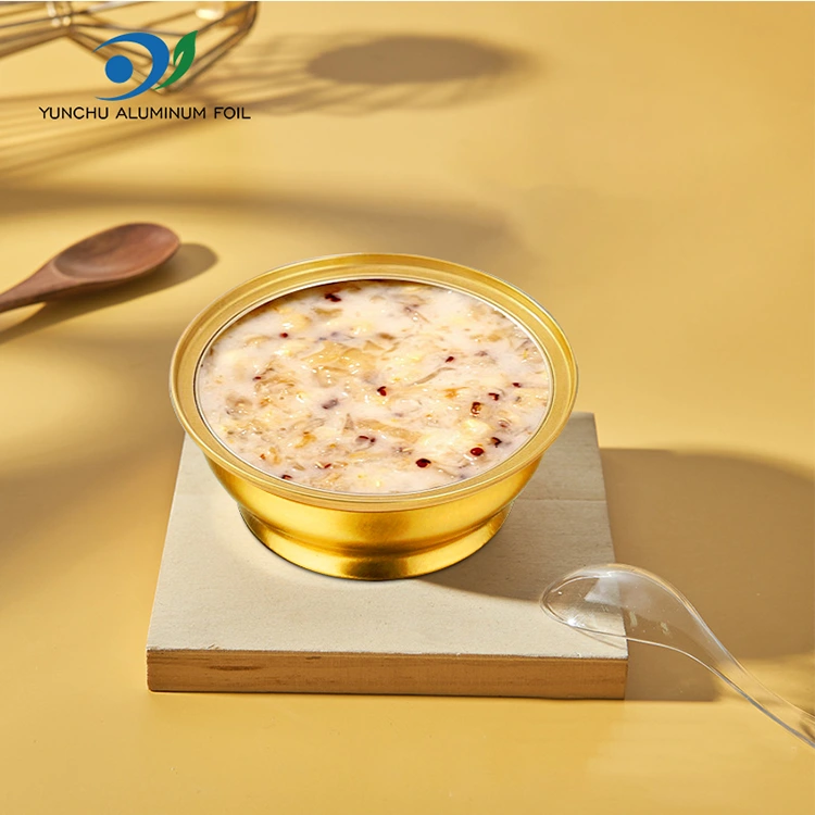 Jednorazowe okrągłe pudełko na wynos, mała złota miska, pojemniki z folii aluminiowej