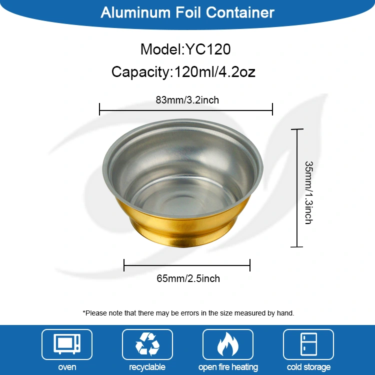 Jednorazowe okrągłe pudełko na wynos, mała złota miska, pojemniki z folii aluminiowej