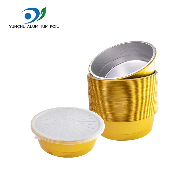 Jednorazowe uszczelnione złote okrągłe pojemniki z folii aluminiowej