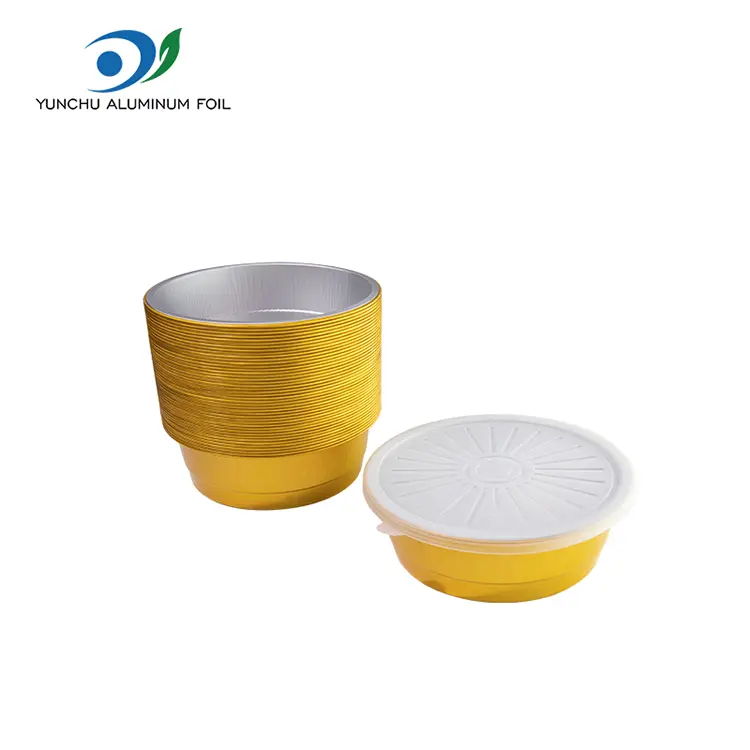 Jednorazowe uszczelnione złote okrągłe pojemniki z folii aluminiowej