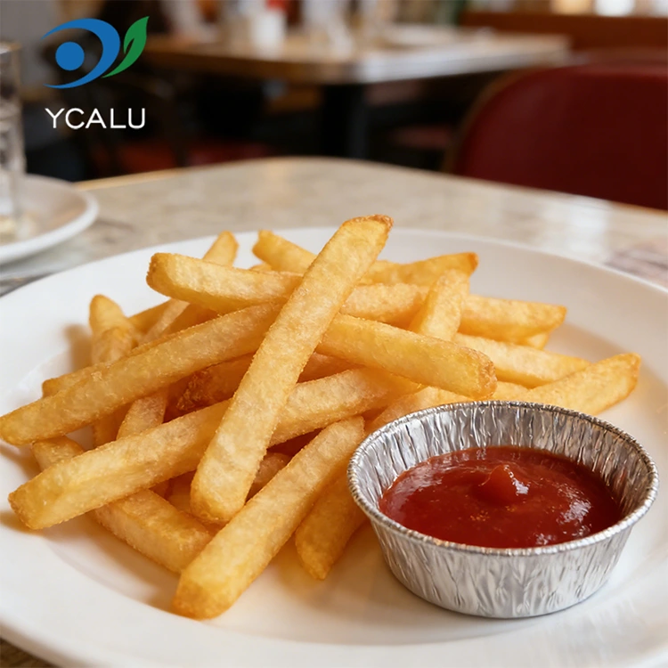 Jednorazowa srebrna okrągła frytownica zanurzeniowa Pojemniki na żywność ze srebrnej folii aluminiowej