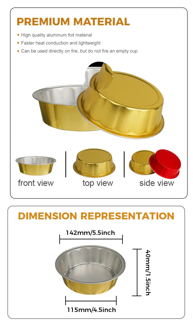 Round color is resistant baking Smoothwall Aluminum Foil Containers