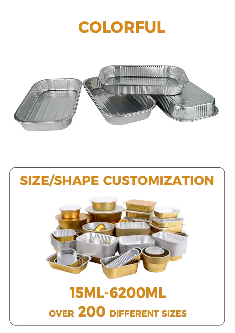 Disposable takeaway lunch boxes Aluminum Foil Containers