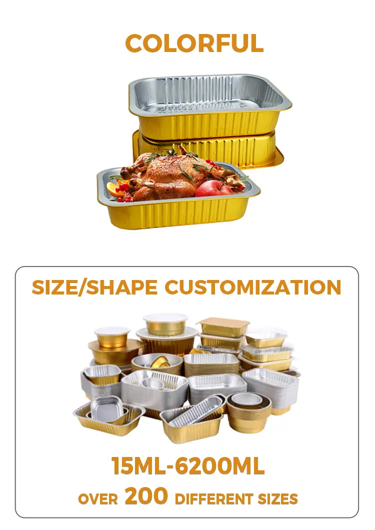 Rectangular gold Aluminum Foil Containers