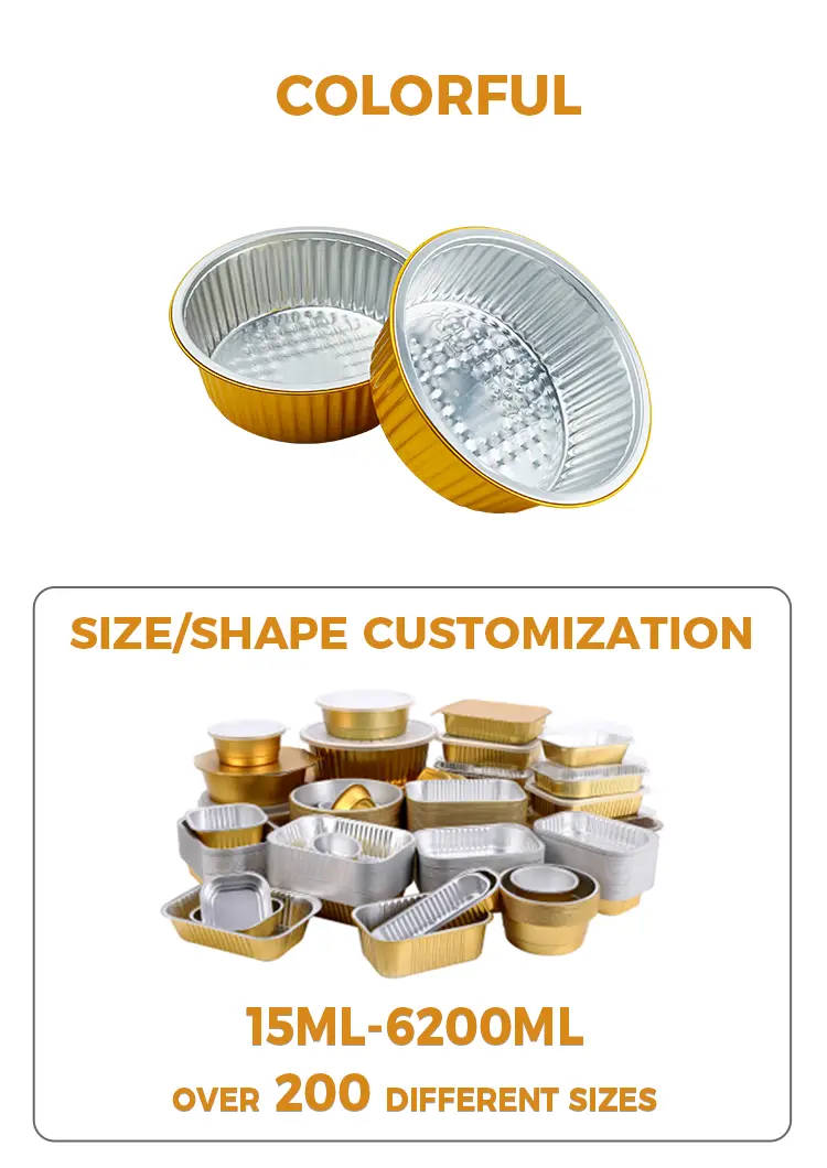 Takeaway small hot pot Golden Round Aluminum Foil Containers