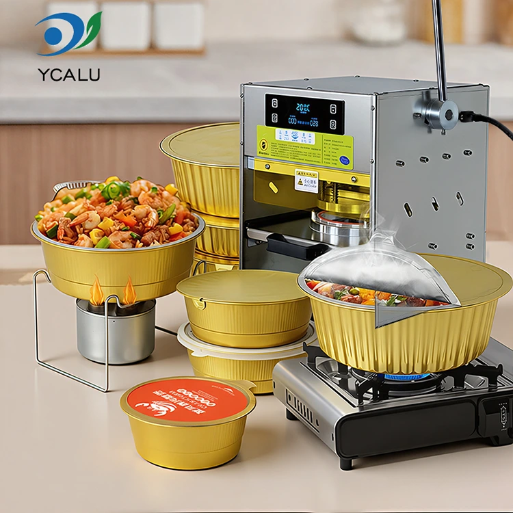 Ręczna maszyna do zgrzewania na gorąco ze złotymi pojemnikami z folii aluminiowej