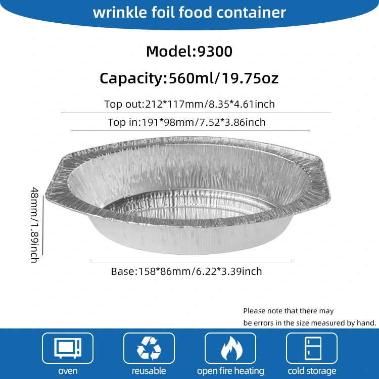 Owalne pojemniki z folii aluminiowej srebrnej