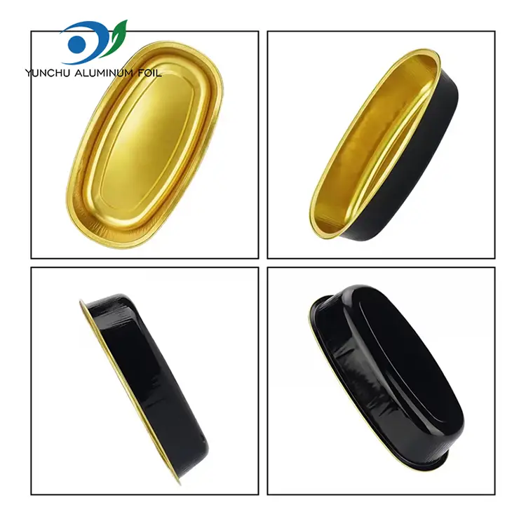 Owalne kolorowe pojemniki na aluminiowe folii