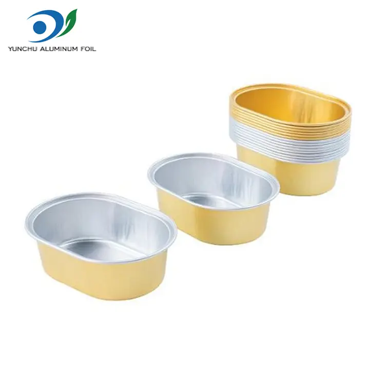 Owalne pojemniki z folii aluminiowej o lekkich ściankach