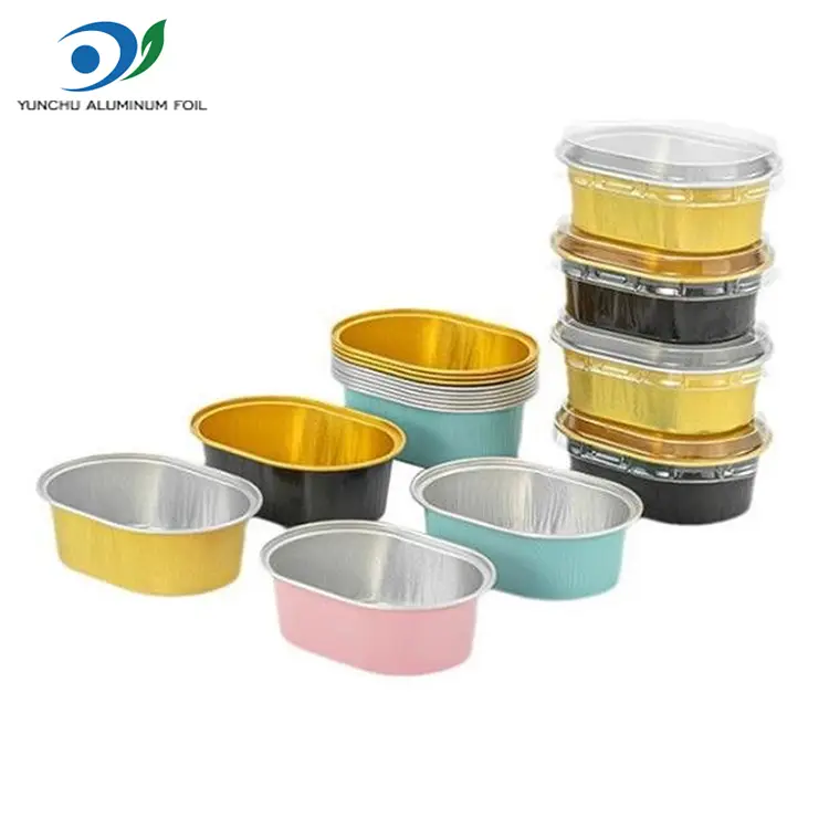 Owalne pojemniki z folii aluminiowej o lekkich ściankach