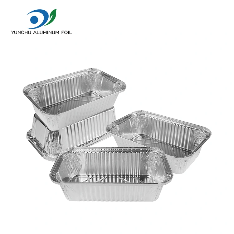 Prostokątne pojemniki na frytkę powietrza srebrne aluminiowe pojemniki