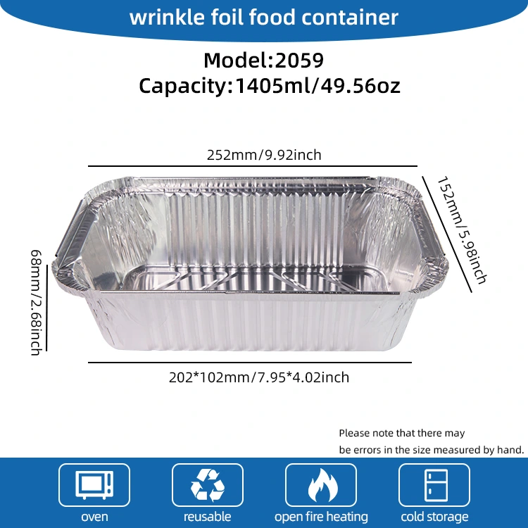 Prostokątne pojemniki na frytkę powietrza srebrne aluminiowe pojemniki