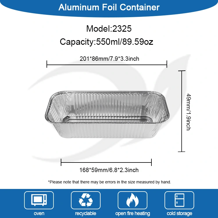 Prostokątne pojemniki na frytkę powietrza srebrne aluminiowe folii