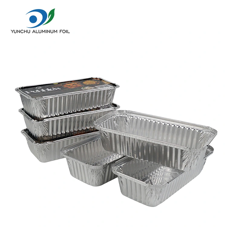 Prostokątny grilla zagęszczone srebrne pojemniki z folii aluminiowej