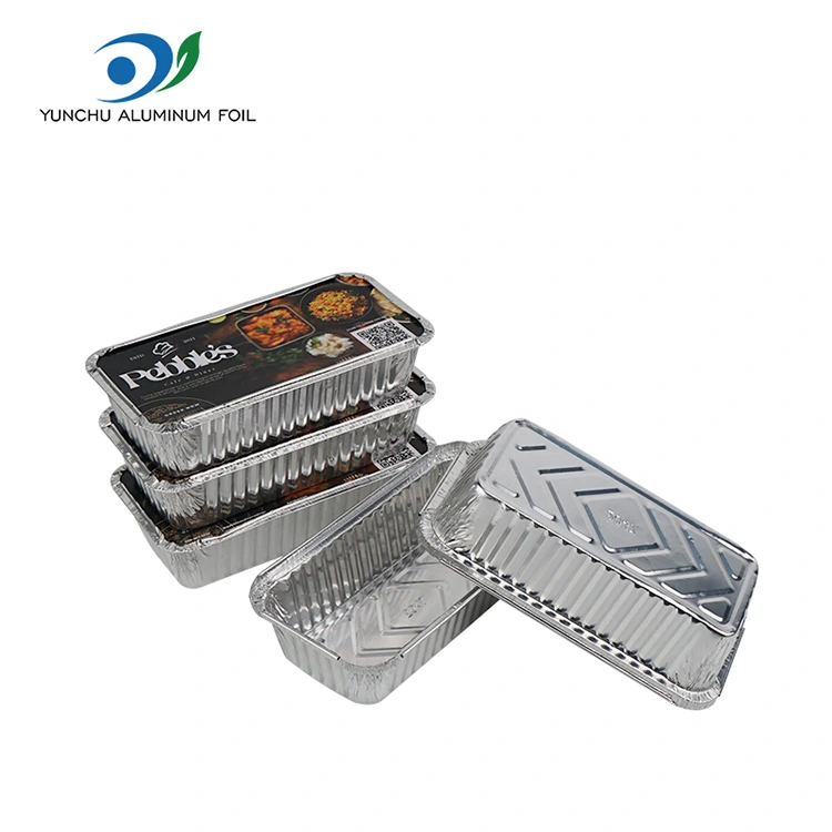 Prostokątny grilla zagęszczone srebrne pojemniki z folii aluminiowej