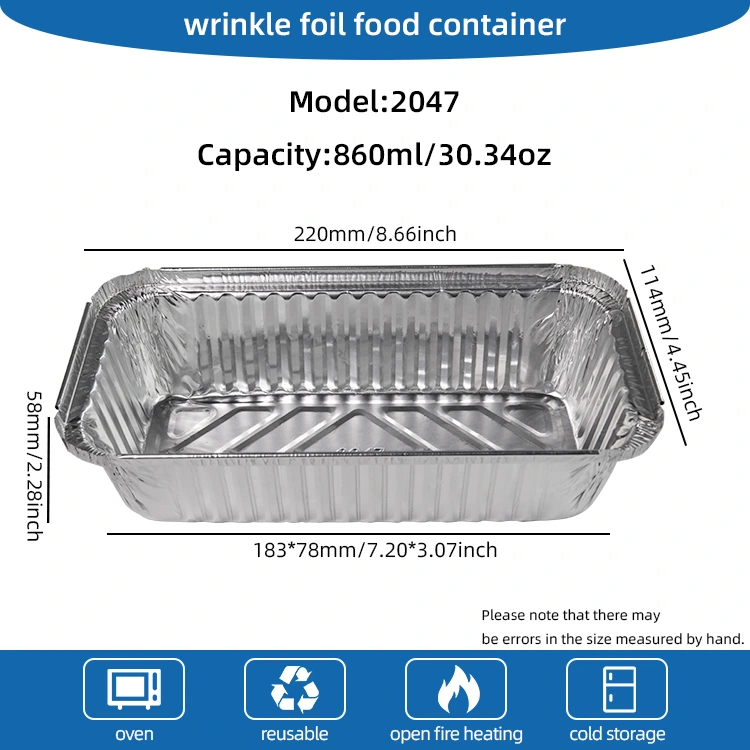 Prostokątny grilla zagęszczone srebrne pojemniki z folii aluminiowej