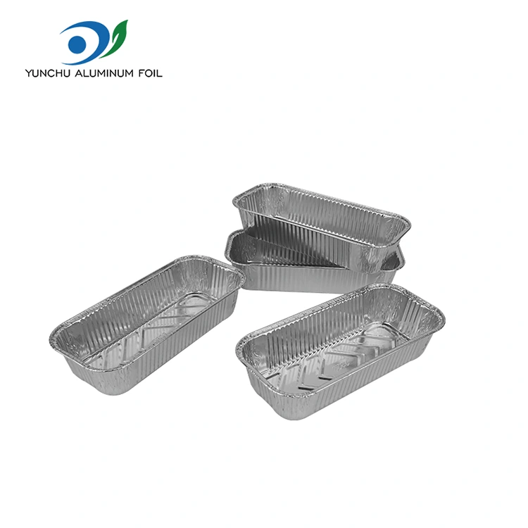 Prostokątne pojemniki na pieczenie srebrnego aluminium