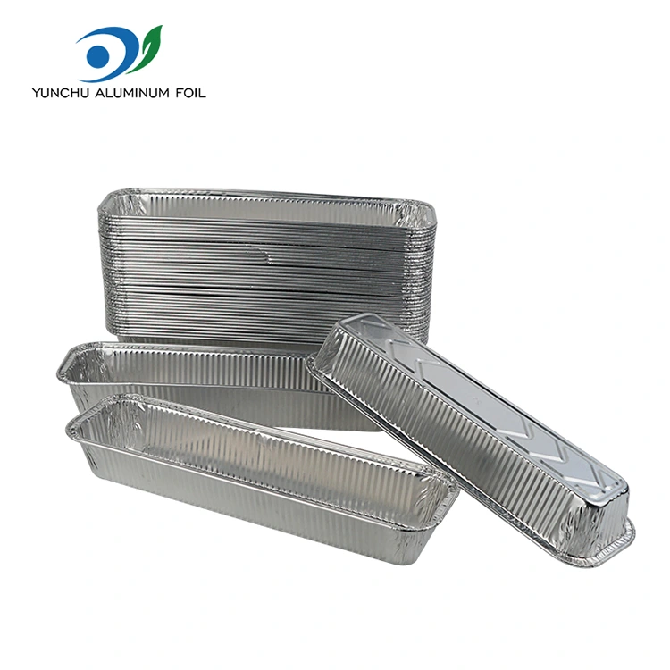 Prostokątne taca do pieczenia srebrne pojemniki z folii aluminiowej Prostokątne taca do pieczenia srebrne pojemniki z folii aluminiowej