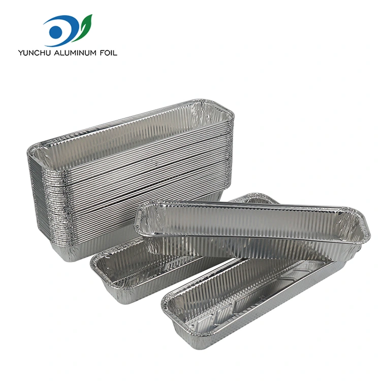 Prostokątne taca do pieczenia srebrne pojemniki z folii aluminiowej