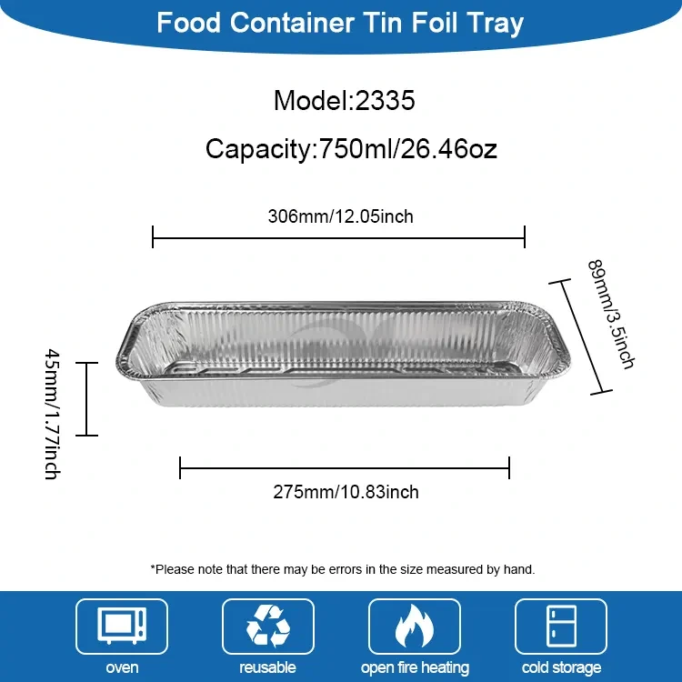 Prostokątne taca do pieczenia srebrne pojemniki z folii aluminiowej