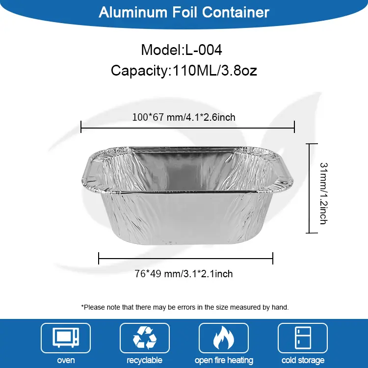 Prostokątne ciasto srebrne pojemniki na folii aluminiowe