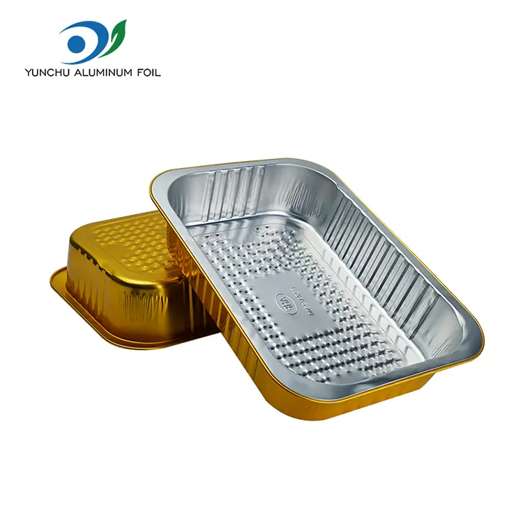 Prostokątne złoto aluminiowe pojemniki na folii