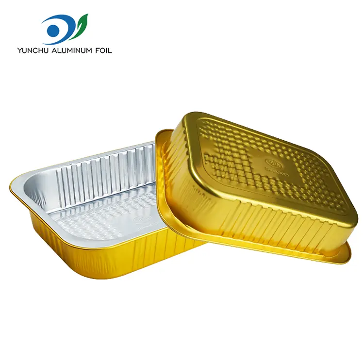 Prostokątne złoto aluminiowe pojemniki na folii