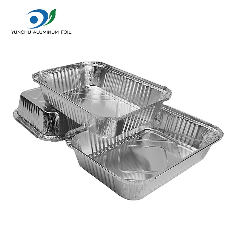 Prostokątne pojemniki na grilla srebrnego aluminium
