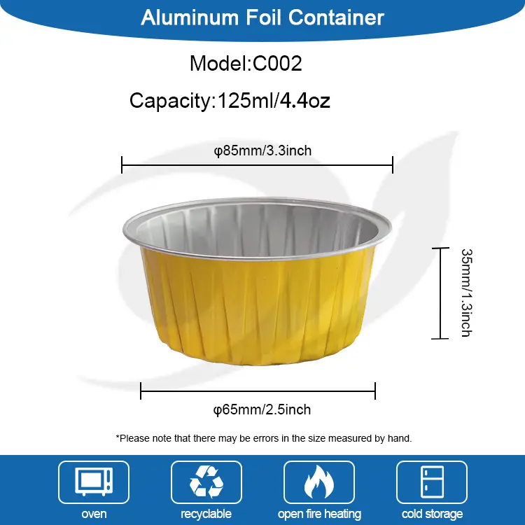 Okrągłe pieczone ciasta kumplowe pojemniki na folii aluminiowe