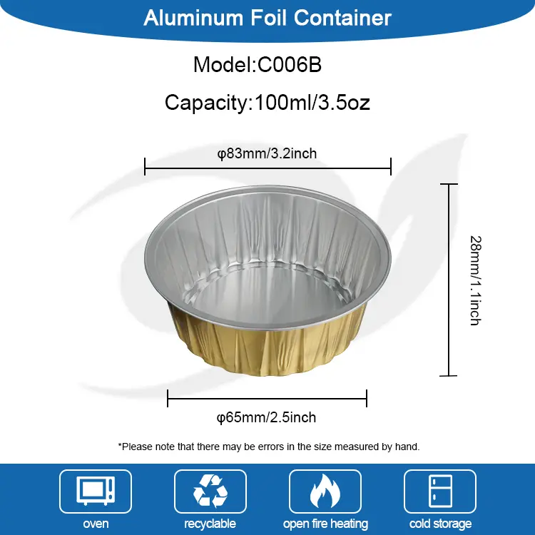 Okrągłe okulary do pieczenia ciasta kumplowe pojemniki z folii aluminiowej