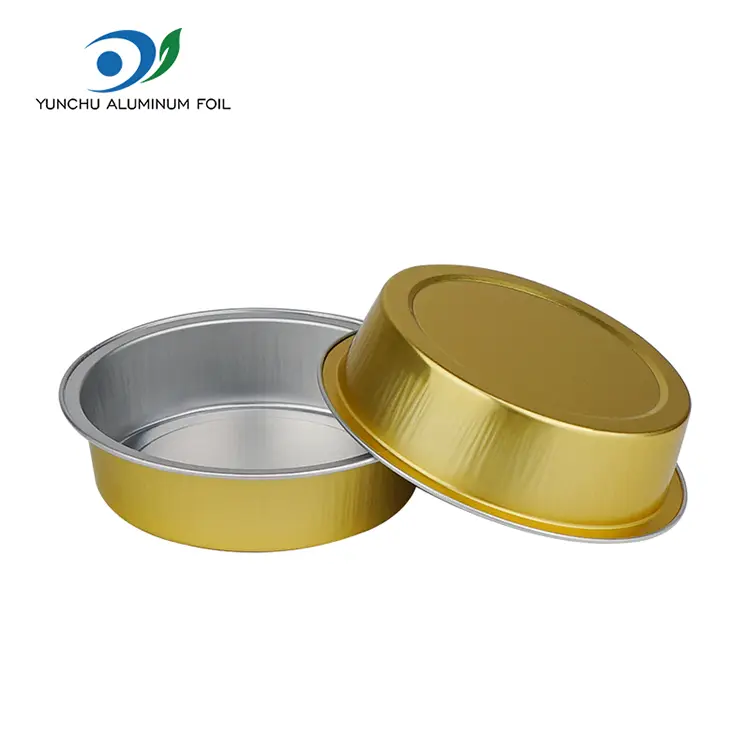 Okrągłe ciasto do pieczenia gładkich pojemników z folii aluminiowej