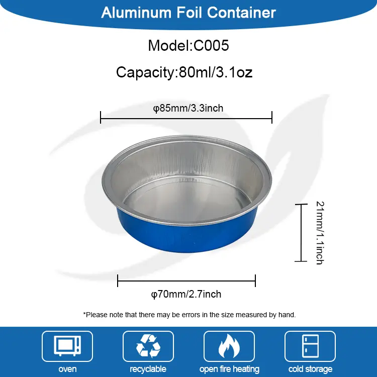 Okrągłe ciasto do pieczenia gładkich pojemników z folii aluminiowej