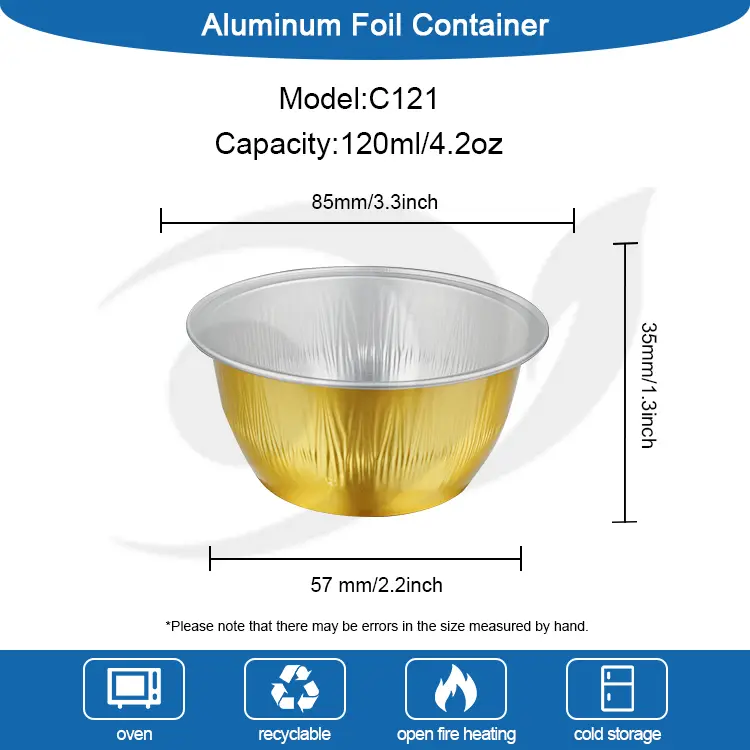 Okrągłe ciasto kumplowe pojemniki z folii aluminiowej