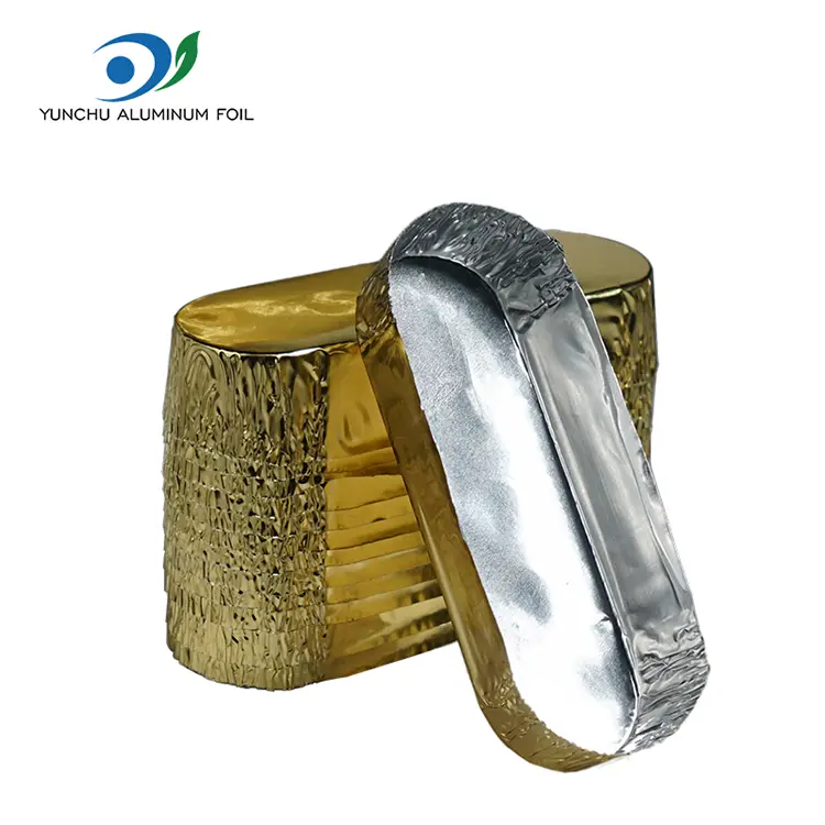 Małe owalne opakowanie srebrne pojemniki z folii aluminiowej