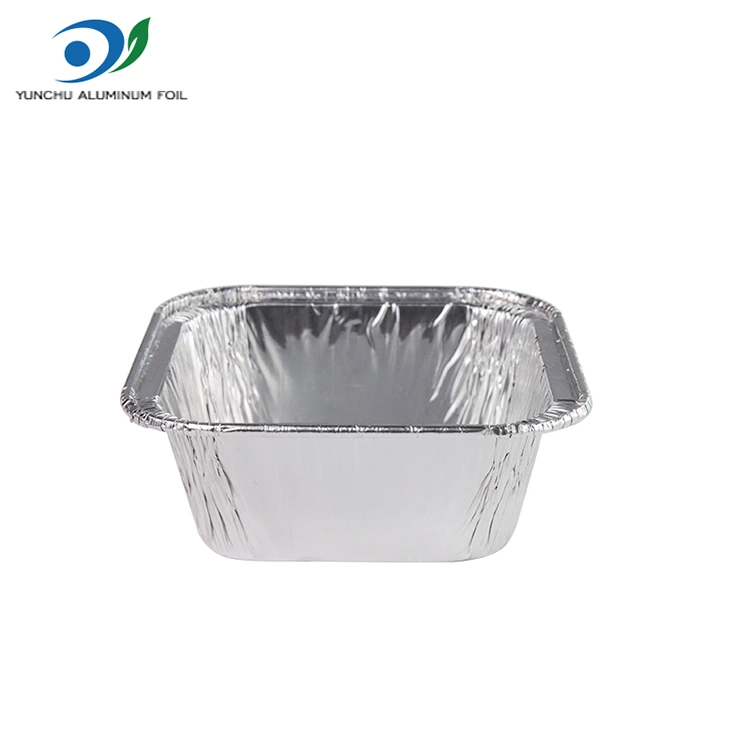 Kwadratowe srebrne pojemniki na folii aluminiowe Kwadratowe srebrne pojemniki na folii aluminiowe