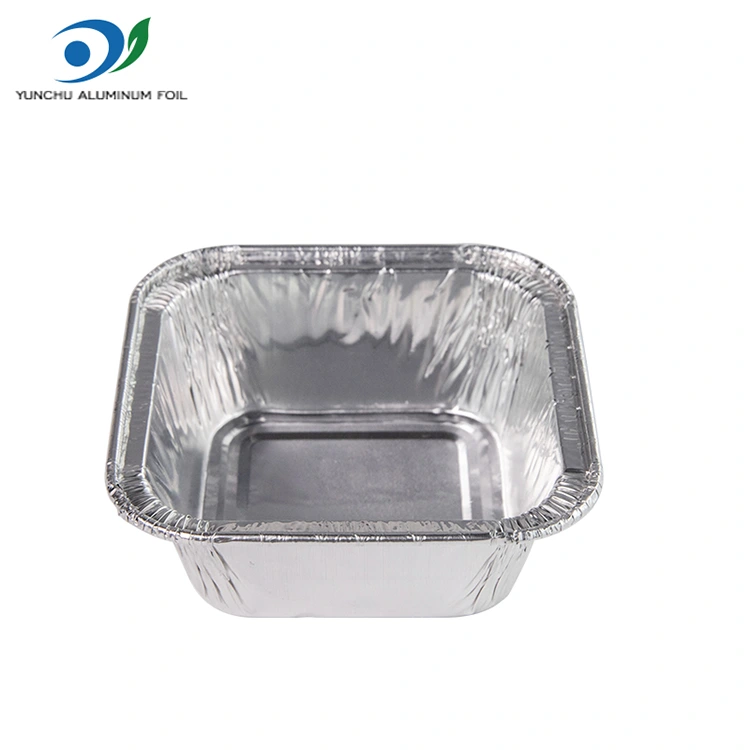 Kwadratowe srebrne pojemniki na folii aluminiowe