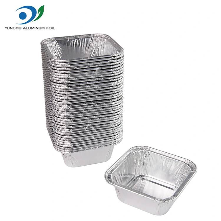 Kwadratowe srebrne pojemniki na folii aluminiowe